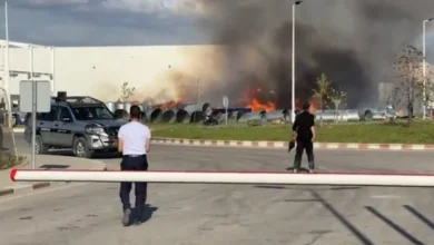 إندلاع حريق مهول في مصنع للعجلات بطنجة