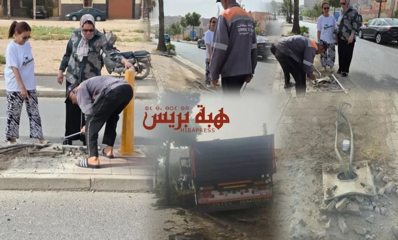 سطات..شاحنة كبيرة الحجم تُطيح بعمود كهربائي بالشارع العام